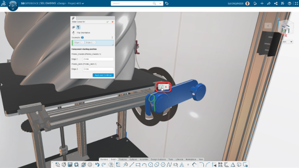 Imagem que mostra o software SOLIDWORKS CAD 3D sendo executado.