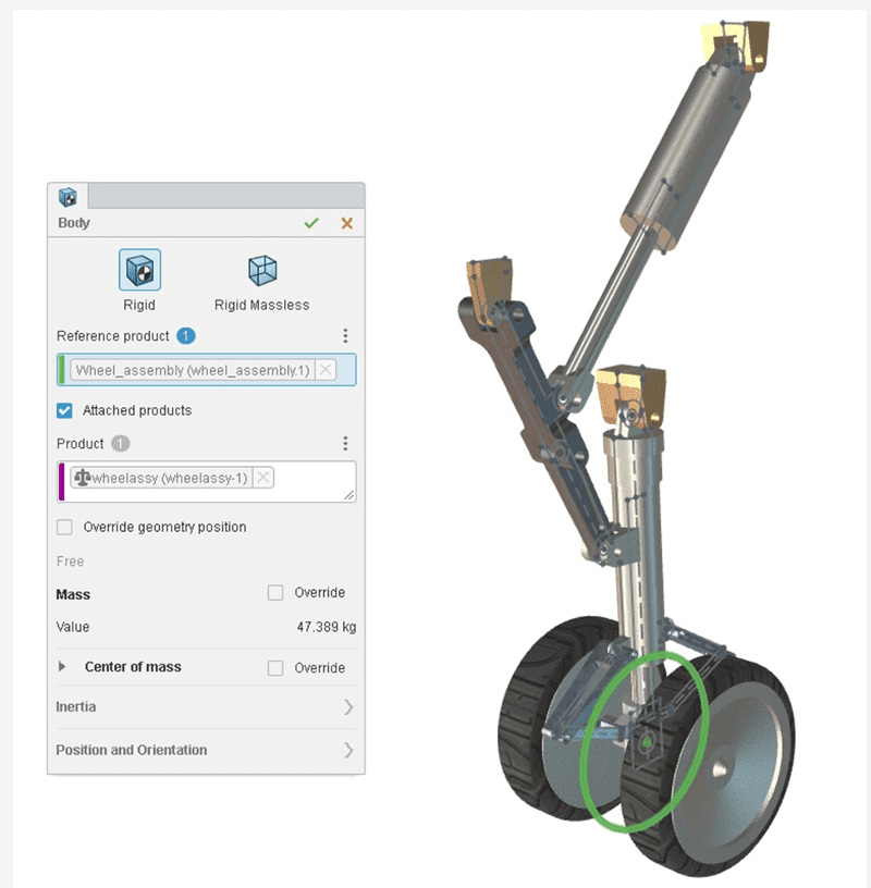 A imagem apresenta a interface do software SOLIDWORKS CAD, na aplicação 3D MotionCreator.
