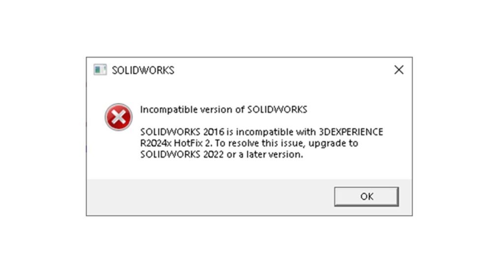A imagem apresenta um aviso que aparece quando a versão do SOLIDWORKS que está sendo utilizada pelo usuário tem mais de dois anos de lançamento. Esta é mais uma novidade SOLIDWORKS.