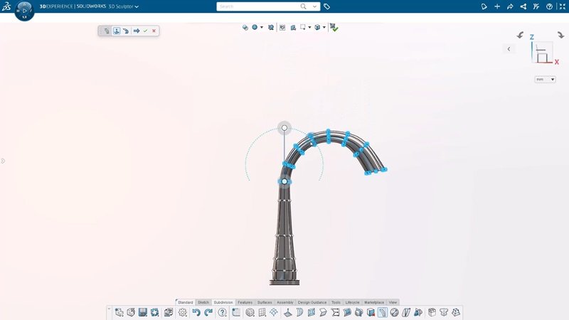 A imagem apresenta a interface do SOLIDWORKS CAD 3D, no ambiente de modelagem.