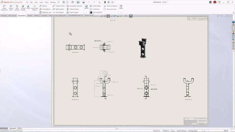 Geração de desenhos simplificada SOLIDWORKS 2025 SP3