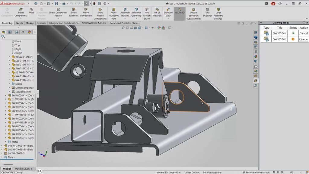 Atualização de desenhos em background, novidade presente no SOLIDWORKS 2026 SP3